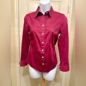BANANA REPUBLIC Woman’s Non-Iron Fitted Stretch Button-Down Plum Shirt, Size: OP